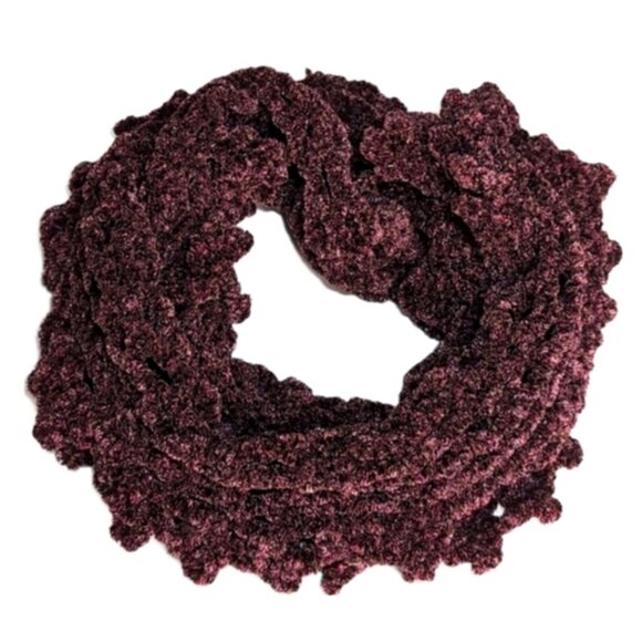 Handmade Accessories - 3/$20 Chenille Open Knit Winter Scarf Long Rectangular Purple Flecked Stretchy